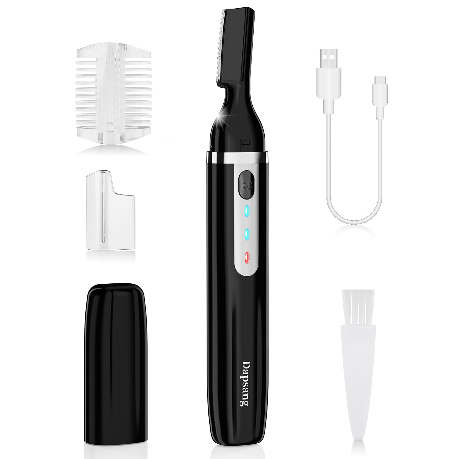 Eyebrow Trimmer Electric Eyebrow Razor for Women Men Rechargeable Painless LED Light Facial Hair Shaver Remover with Rinseable