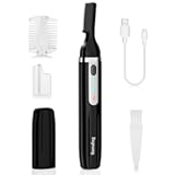 Eyebrow Trimmer, Electric Eyebrow Razor for Women Men, Rechargeable Painless LED Light Facial Hair Shaver Remover with Rinseable Blade for Face Lips Neck Leg