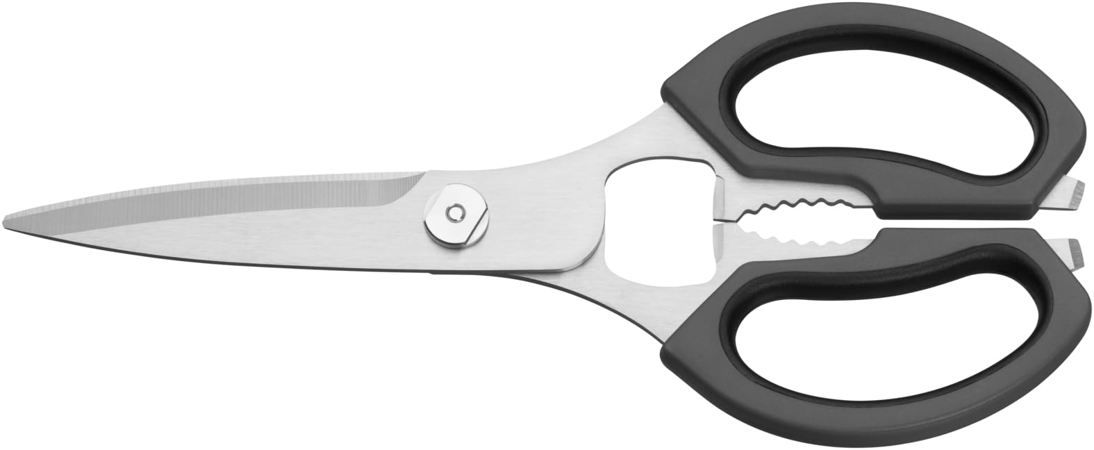 WMF Forbici da cucina 23 cm, acciaio inossidabile Cromargan, manico in plastica, forbici universali con apribottiglie e sollevatore di lattine, Grigio scuro