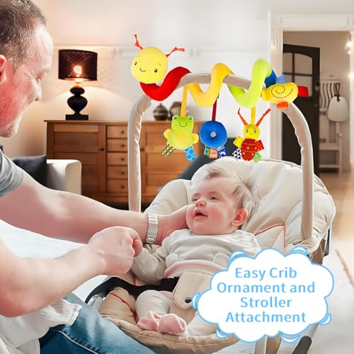 Image of SNOWIE SOFT Caterpillar Crib Toys Stroller Soft Plush Toy Spiral Colorful Baby Toys for 6 to 12 Months Interactive Cartoon Stuffed Crib Ornament Early Educational Activity Babies Sensory Toy