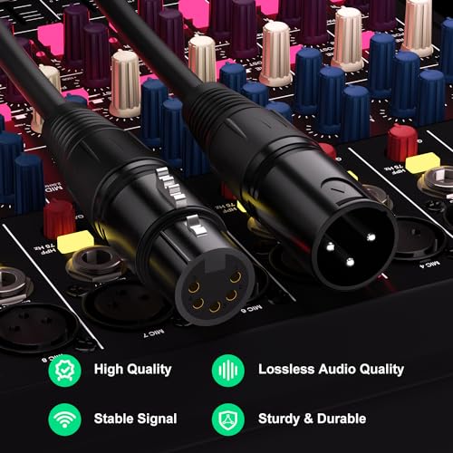 J&D XLR 3 Pin Male to 5 Pin Female Cable, 2 Pack, 30 cm Turnaround DMX Stage Cable - Image 4
