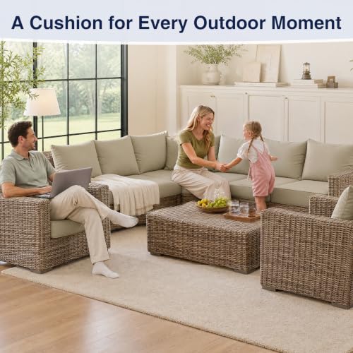 Image of Favoyard Outdoor Seat Cushions Set, 24 x 24 in Beige for Patio Furniture