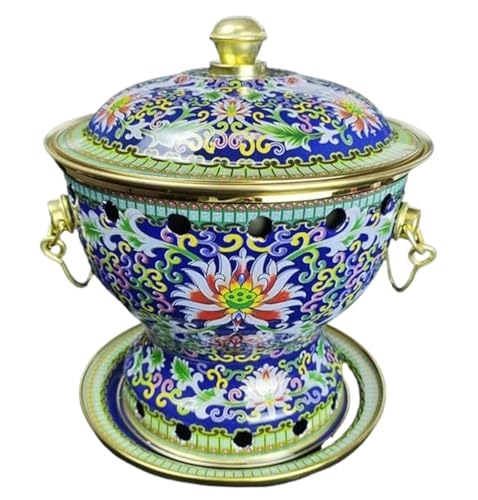 Olla de carbón china for cocinar, olla caliente de esmalte duradero, olla individual de escritorio, hervidor de alcohol for el hogar, plato for calentar, olla for cocinar, utensilios de cocina(Blue)