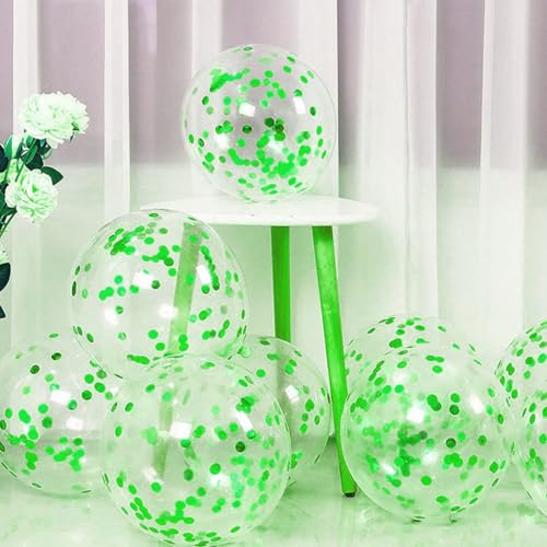 Image of AMFIN (Pack of 20) Confetti Balloons with Matching Ribbion, Party Decoration Items - Green