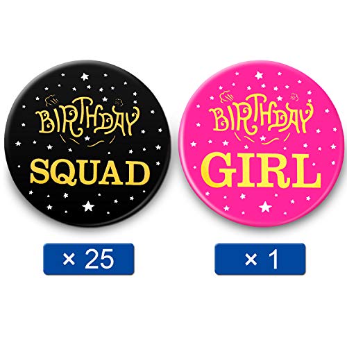 Chinco 26 Pieces Birthday Button Pins For Girl 2 Inch Birthday Squad Pinback Buttons Birthday Badges Party Favors Supplies For Women Girls #TOP1