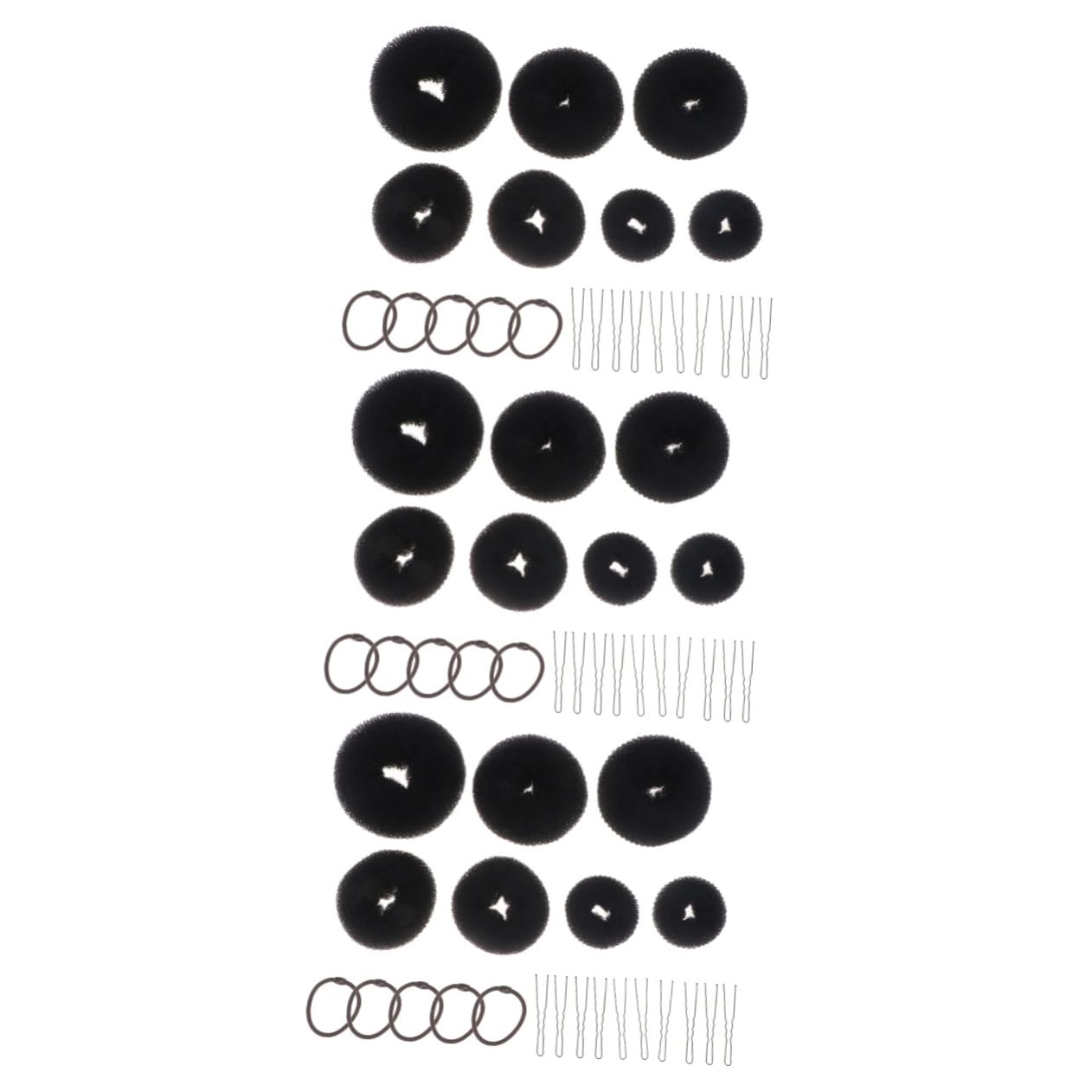 FRCOLOR 66 accesorios de peluquería set de peinados para el cabello, donuts de esponja, soporte para moños de espuma, dispositivo de peinado japonés y coreano, clip en U alto