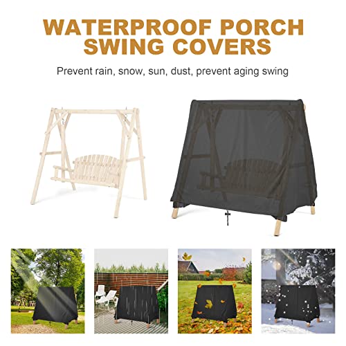 Boyspringg Outdoor Swing Cover, A Frame Swing Cover 72X67X55 Inches, Patio Swing Cover Waterproof For Outdoor Furniture ( Black ) #TOP4