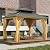 Litake 10x12ft Hardtop Gazebo Double Roof with Nettings and Curtains, Aluminum Frame, Wood Grain Heavy Duty Galvanized Steel Outdoor Combined of Vertical Stripes Roof for Garden, Patio, Lawns, Parties