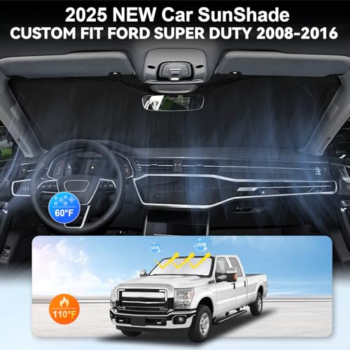 Sunshade for Ford F250 Windshield Sun Shade for Ford Super Duty F350 F450 F550 2008-2015 2016 F-450 F-550 2Door 4Door Pickup Truck Accessories Front Window Shield Windshield Cover Reflector Sun Visor