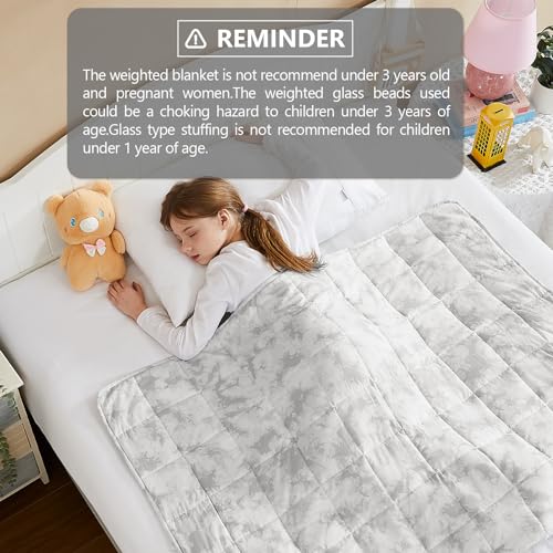 L'AGRATY Weighted Blanket - 40"x60" 7lbs Cooling Breathable Microfiber Material with Glass Beads Small Blanket for All-Season Summer Fall Winter Soft Thick