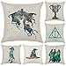 Hodeacc 6 Housses de Coussin en Lin de Coton décoratives Magiques, taies d'oreiller de Chapeau de sorcière Halloween décor à la Maison, 18 x 18 Pouces, étui Seulement (élément Magique)