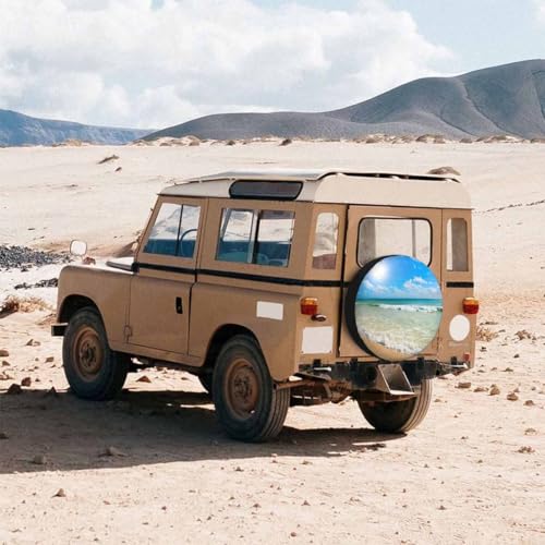 Image of Sunny Beach Spare Tire Cover 17 inch Wheel Beautiful Beach Protectors Weatherproof Universal for Trailer Tire Cover Rv SUV Truck Camper Travel Trailer