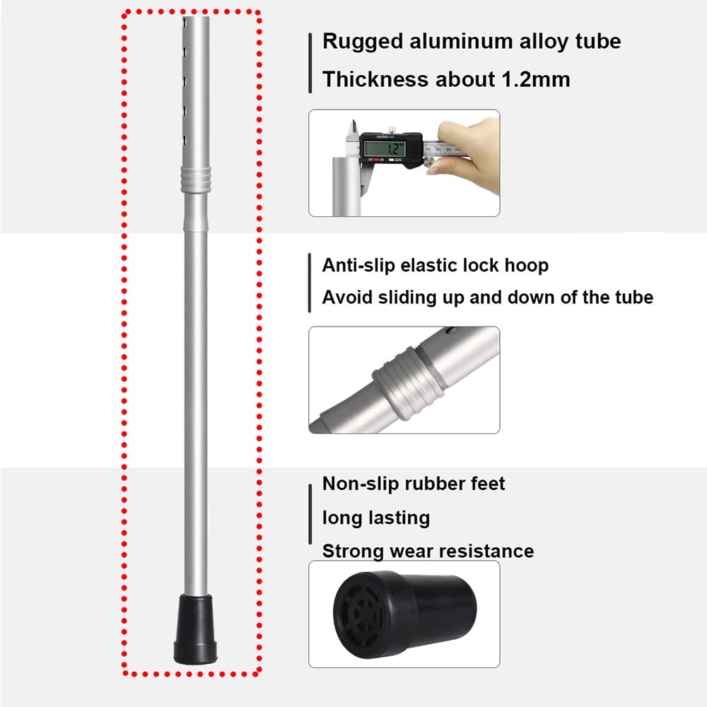 1 para kul przedramienia z regulacją wysokości 82-97 cm, wielofunkcyjne kule dla dorosłych ergonomiczne uchwyty lekki stop aluminium decorate
