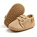 RVROVIC Turnschuhe, Baby, Jungen und Mädchen, rutschfest, flache Oxford-Slipper, PU-Leder, mit weicher Sohle, 1 Khaki, 12-18 Monate