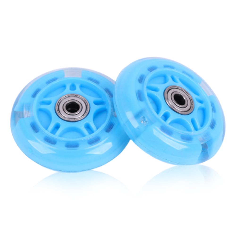 2 Pcs LED Flash Scooter Wheels 80mm，scooter wheels， micro scooter accessories Replacement Rear Wheels for Maxi Micro Scooters, Blue, for Boys & Girls