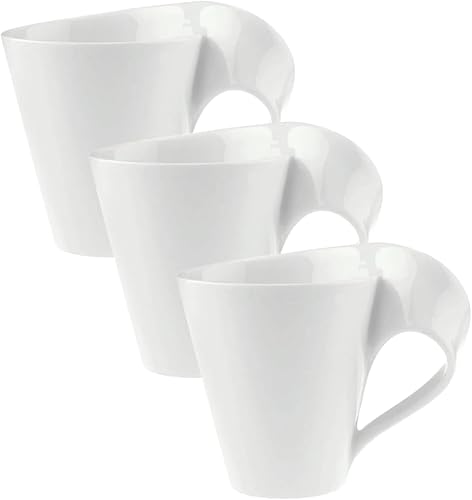 Villeroy & Boch New Wave - Taza de porcelana para café, 1 unidad (paquete de 3), color blanco