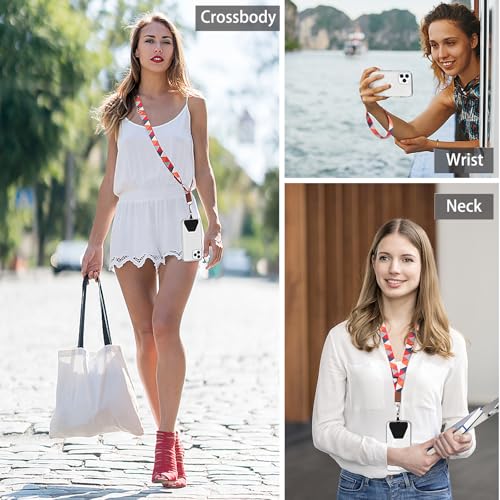 Image of OUTXE Phone Lanyard - 4x Pads, 1x Adjustable Neck Strap, 1x Wrist Strap, Nylon Phone Lanyard Compatible with All Smartphone