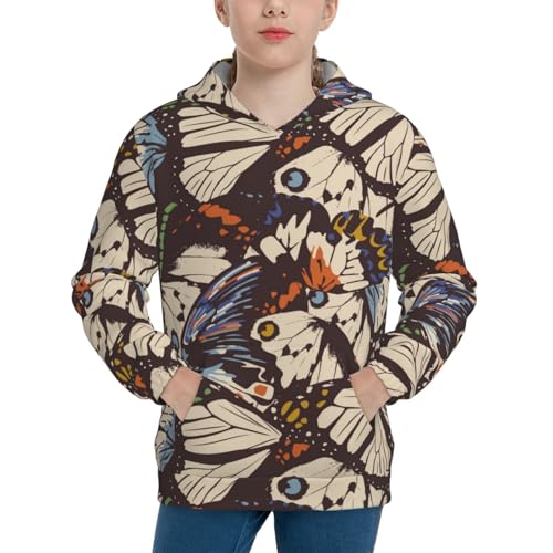 Vector Butterflies Kid Hoodies Boys Sweatshirts Girls Pullover with Pocket