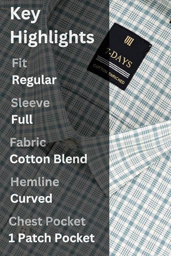 Image of 7-DAYS Men's Premium Checks Formal Shirt - Cotton Rich, Regular Fit, Full Sleeve, with Pocket, Wrinkle Resistant - Stylish Office & Everyday Wear.