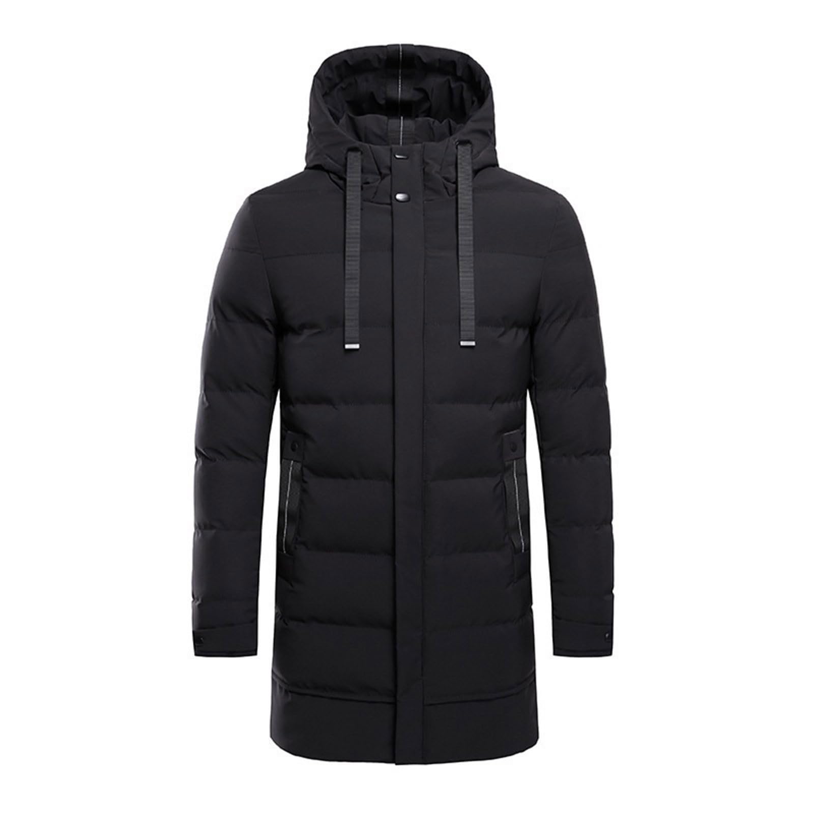 Cappotto trapuntato da uomo lungo con cappuccio di grandi dimensioni impermeabile cappotto invernale termico tinta unita piumino invernale trapuntato giacca tampone