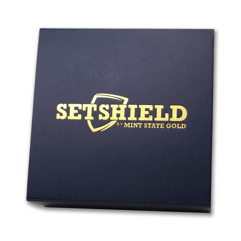 SetShield - Caja de presentación de monedas con luz LED, terciopelo azul real con cápsula universal, estuche de lujo para coleccionistas de monedas y elegante regalo