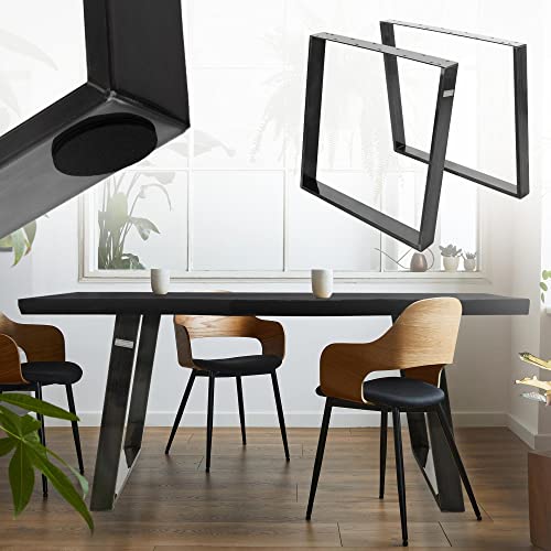 ML-Design 2x Patas de Mesa Inclinadas 80 Grados 75 x 72 cm Soporte Negro Vintage Desgastado de Acero Bastidor para Mesa Base Tablero Sostén para Esctritorio Pie Armazón Velador Marco Diseño Industrial
