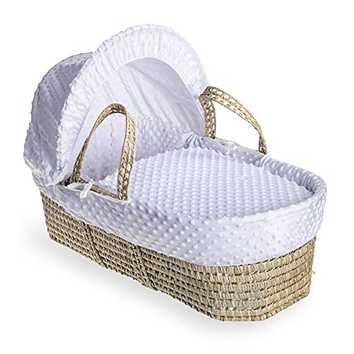 Clair de Lune Moisés Dimple Palm con ropa de cama, color blanco, 75 x 28 cm
