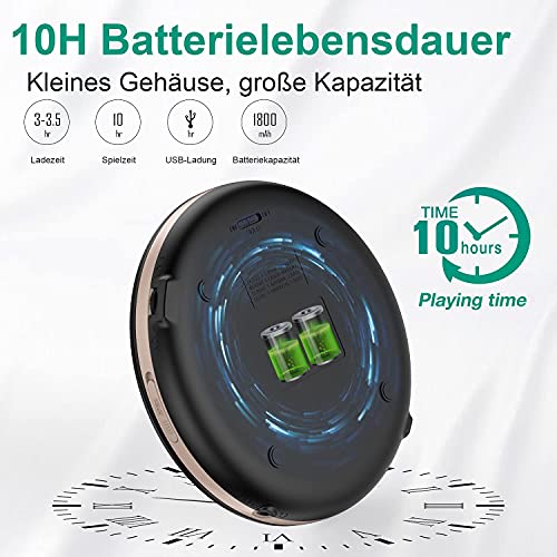 CCHKFEI Draagbare CD-speler Bluetooth Oplaadbare Persoonlijke CD-speler met FM-zender, Touch Knoppen en Backlight Display voor Thuis Reizen en auto - Image 5