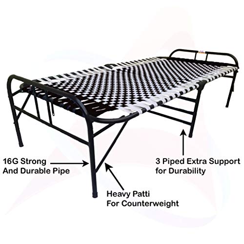 Image of ARTEMIST Portable Single Folding Beds Space Saving Heavy Duty Foldable Beds Frame /khat Cot for Sleeping Beds Sturdy Metal Beds Frame Space Saving Design 3X6 feet (Black Classic Bed)