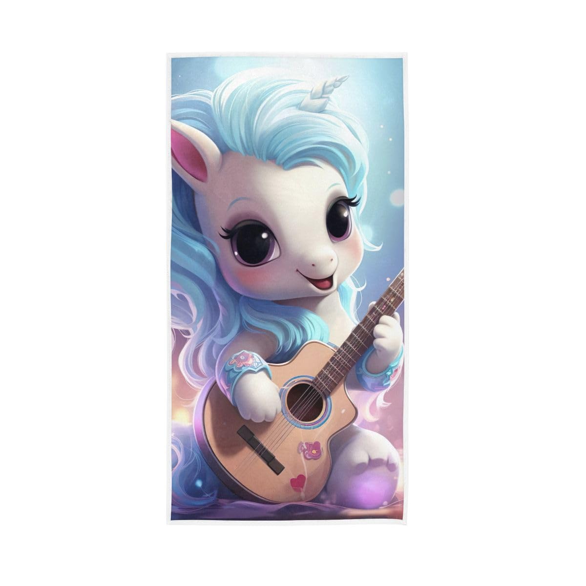 LSRCPD Cartoon Horse Playing Guitar Hand Towels, Hand Towels Decorative 15 x 30 Inches, Absorbent Towels