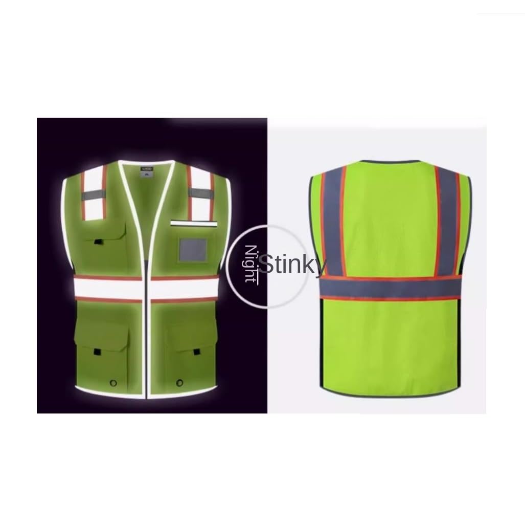 Chaleco Seguridad Chaleco Reflectante Transpirable Sitio De Construcción Ciclismo Tráfico Ropa Reflectante Seguridad(Oranje,XL)