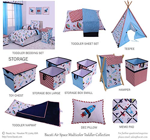 Bacati - Space Multicolor 2 Pack Crib Fitted Sheets Soft Breathable 100% Cotton Percale Baby Sheets - Fits Standard 28 X 52 Crib & Toddler Mattresses #TOP4