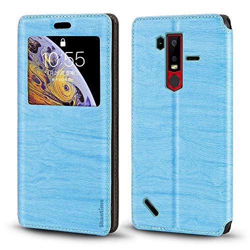 Custodia Flip con Finestra Compatibile con Ulefone Armor 6S Display Visibile Chiusura Magnetica Invisibile e Slot CartaAzzurro Chiaro pelle
