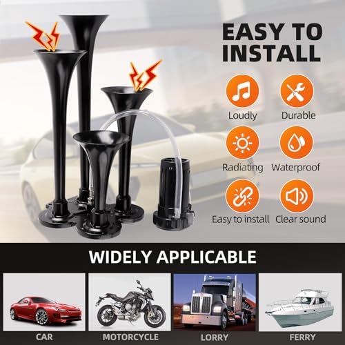 Cenzhiwen KX-1014 Train Horn Kit, .Ultra Loud Db. The Air Horn With Compressor Is Suitable For Pickup/Motorhome/Suv/Truck/Train 12V 150Db And Other Vehicles thumb #2