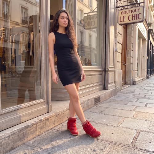 Image of Wedge Sneakers for Women, High Top Platform Suede with Hidden Wedge & Triple Strappy Band