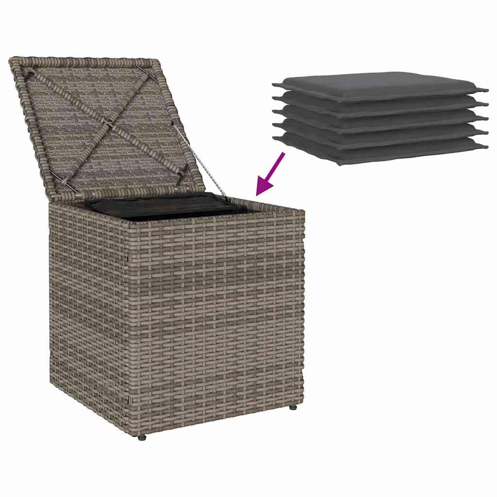 vidaXL Taburetes de jardín con Cojines 2 uds Gris 40x40x43 cm, Asiento de jardín, Asientos al Aire Libre, Taburete de Cubo, Asientos de jardín