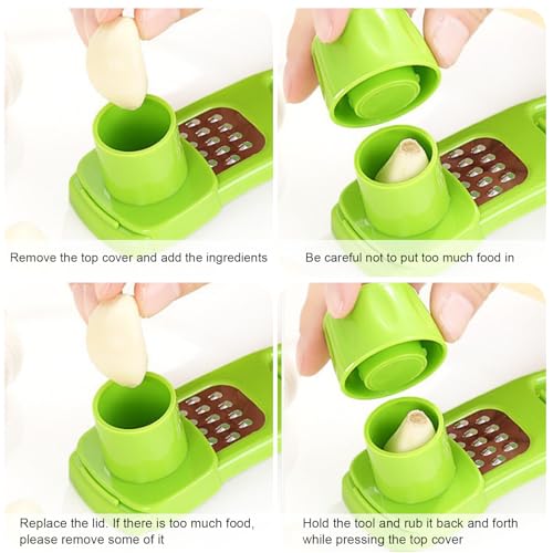 Image of 1PCS Garlic Crusher Tool, Manual Garlic Masher with Detachable Design for Kitchen Cooking, Household, and Food Preparation(Green,F)