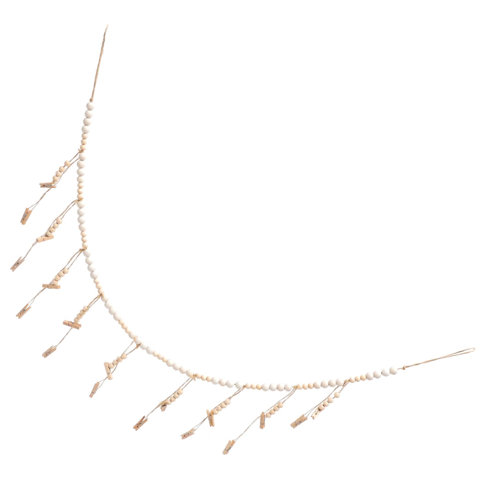 Alipis 5 Stück Wandhängende Fotodarstellung mit Holzperlen Girlande Fotohalter mit Clips für Kreative Wanddekoration für Kinderfotos Hochzeiten und Besondere Anlässe
