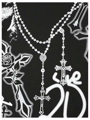 WDIRARA Men's Graphic Cross Print Long Sleeve Sweatshirts Crew Neck Pullover Tops Streetwear4