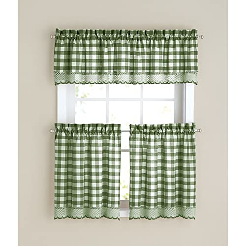 BrylaneHome Buffalo Check Tier Curtain Set, Valance Not Included - 58