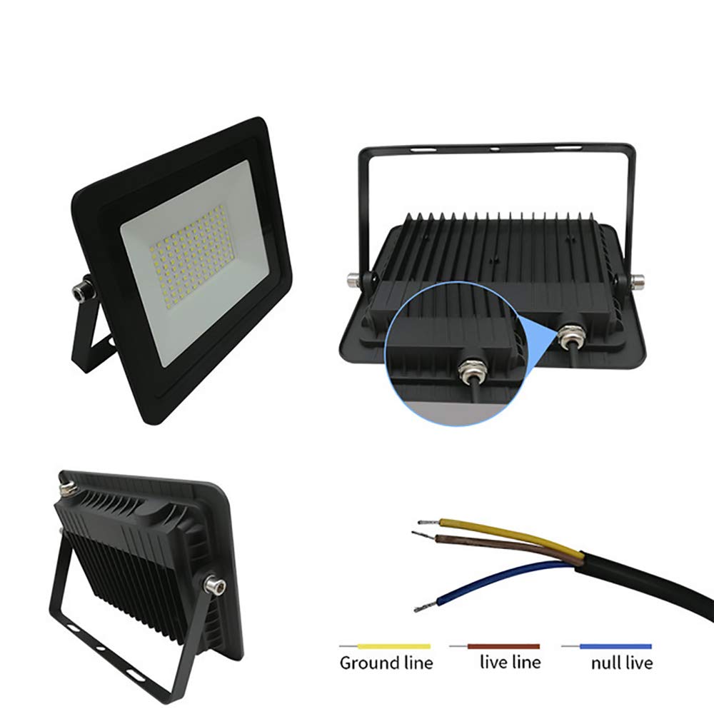 WCT [Lot de 2] 50W Blanc Chaud LED Projecteur Noir Réflecteur AC 220V IP68 LED Projecteur Mur Extérieur Paysage Éclairage