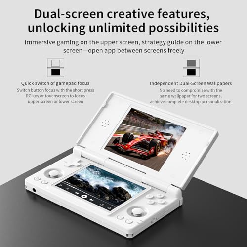 Image of Anbernic RG DS Flip Retro Handheld Game Console , RGDS 4.0 Inch Dual IPS Touch Screen Android 14 System 4000mAh Battery 3+32GB(RG DS-White)