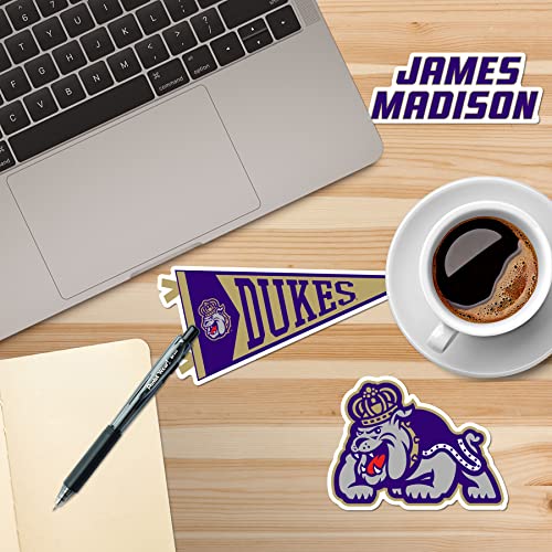 Image of James Madison University 8ct Vinyl Large Deluxe Stickers Variety Pack - Laptop, Water Bottle, Scrapbooking, Tablet, Skateboard, Indoor /Outdoor - Set of 8