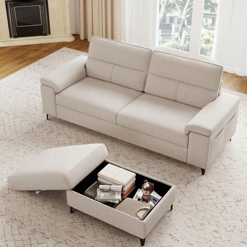 Image of 88.97 inch L Shaped Sectional Couches Deep Seat Sofa for Living Room(Beige)