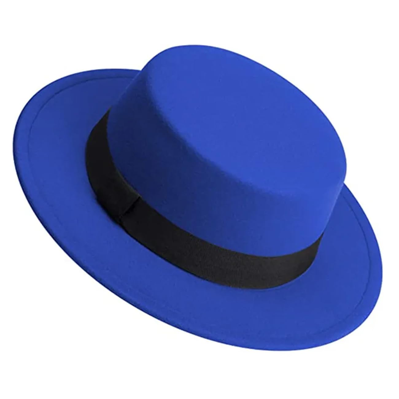 Cappello Fedora da uomo e da donna, cappello piatto in feltro, a tesa larga, in lana, stile jazz, panama