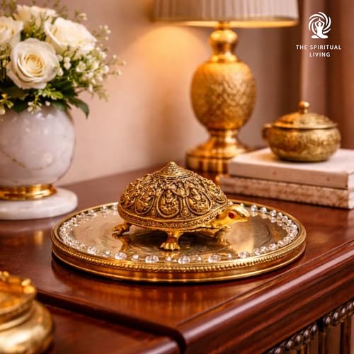 Image of The Spiritual Living Finecrafted Brass Kachua for Good Luck | 2 Inch | Tortoise for Home | Shri Yantra On Tortoise Small | वास्तु उपाय | Ashta Lakshmi | Turtle Showpiece for Prosperity | Feng Shui |