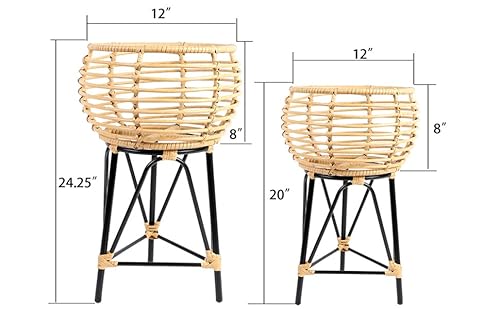 Athaliah Woven Plant Stand,2 Pack Metal Tall Plant Holder For Flower Pots-Decorative Flower Riser Holder-Plant Display Rack For Living Room Balcony #TOP3