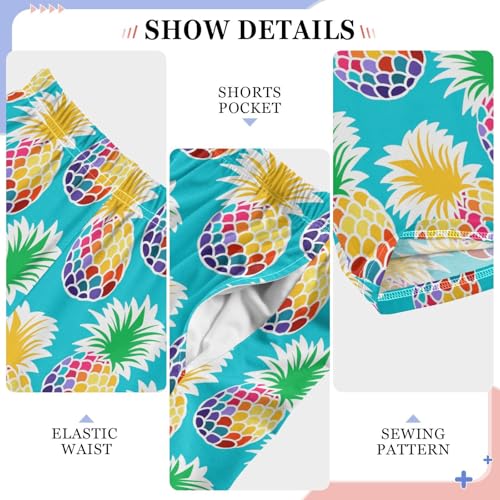 Pineapple Mermaid Scale Print Boys Long Pants Soft Trousers Elastic Waist Kids Lounge Bottoms with Pockets S-XL4