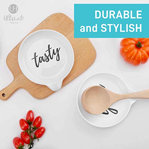 image for Ultimate Hostess Oversized Spoon Rest for Kitchen - 2 Pack - White Cer