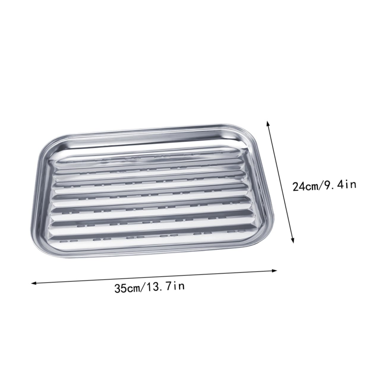 FONDOTIN Stainless Steel Barbecue Plate Compact Grill Pan for Household Grilling Multi Use Snack Tray with Textured Surface for for Meats Vegetables and Sharing